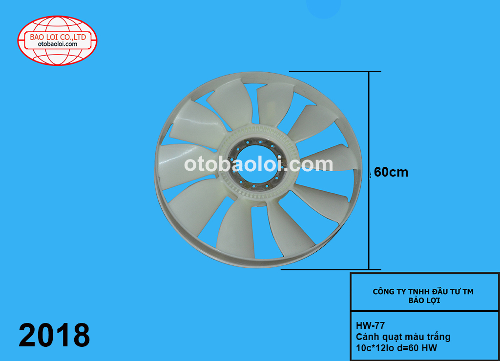 Cánh quạt màu trắng 10c*12lo d=60 HW